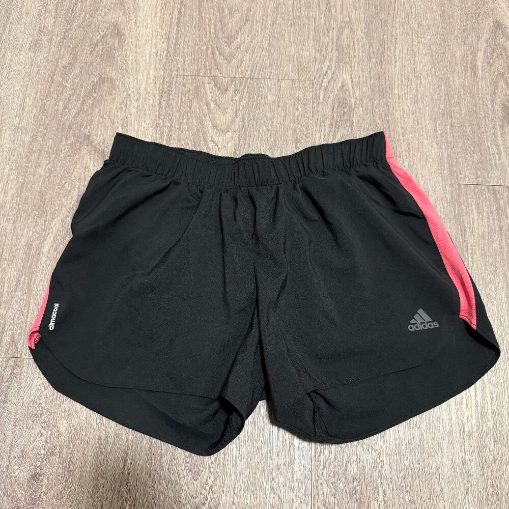 Adidas Women’s Climalite Black Athletic Shorts with Pink Trim